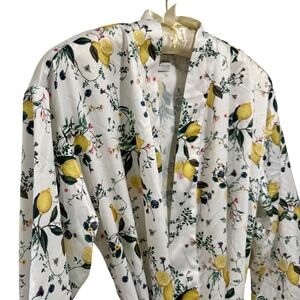 Monique Lhuillier Pottery Barn Lemon Floral Robe XS Cottagecore Belted
